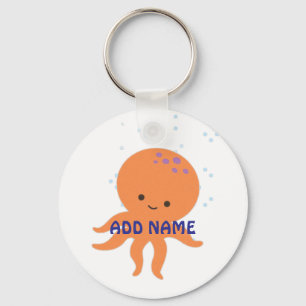 Cute Octopus Cartoon Personalised Key Ring
