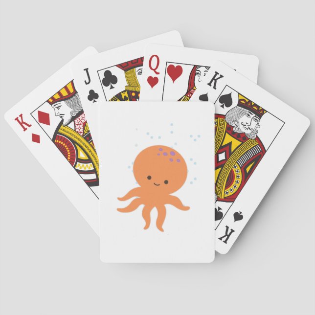 Cute Octopus Cartoon Playing Cards (Back)