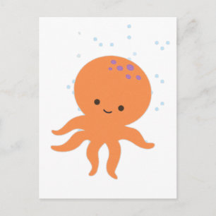 Cute Octopus Cartoon Postcard