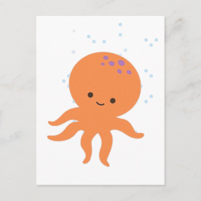 Cute Octopus Cartoon Postcard (Front)