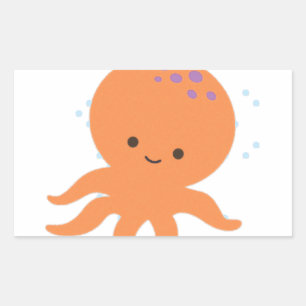Cute Octopus Cartoon Rectangular Sticker