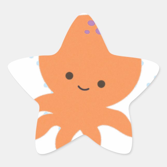 Cute Octopus Cartoon Star Sticker (Front)