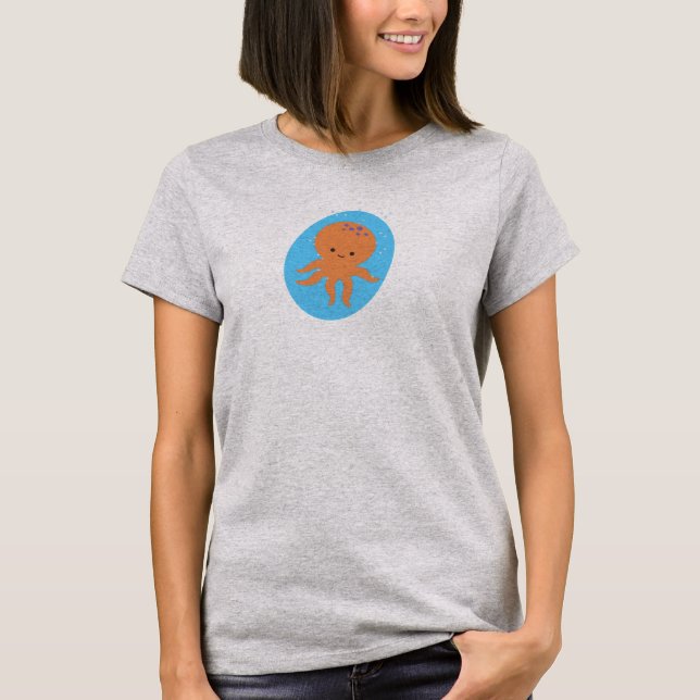 Cute Octopus Cartoon T-Shirt (Front)