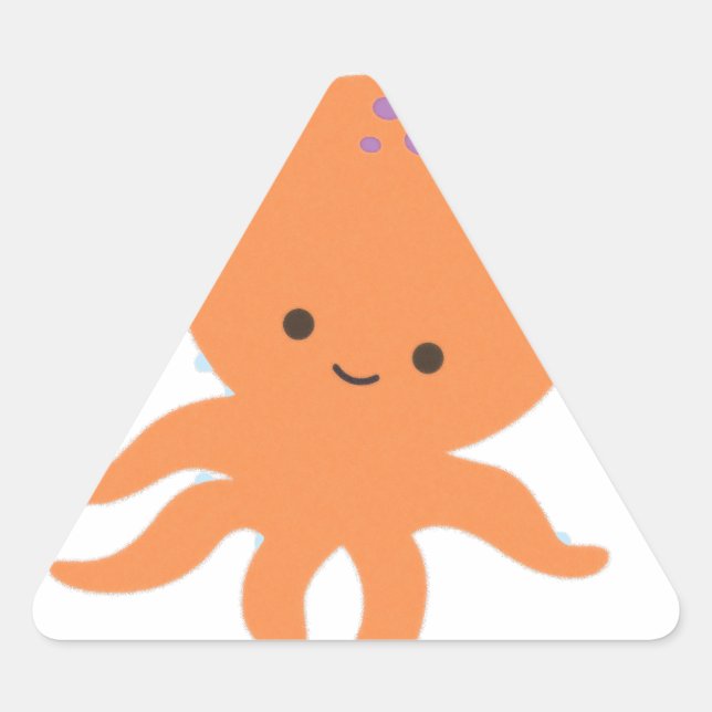 Cute Octopus Cartoon Triangle Sticker (Front)