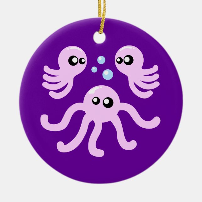 Cute Octopus Ceramic Tree Decoration (Front)