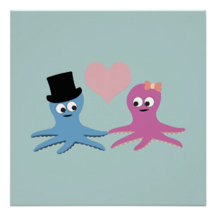 Cute Octopus Couple Poster