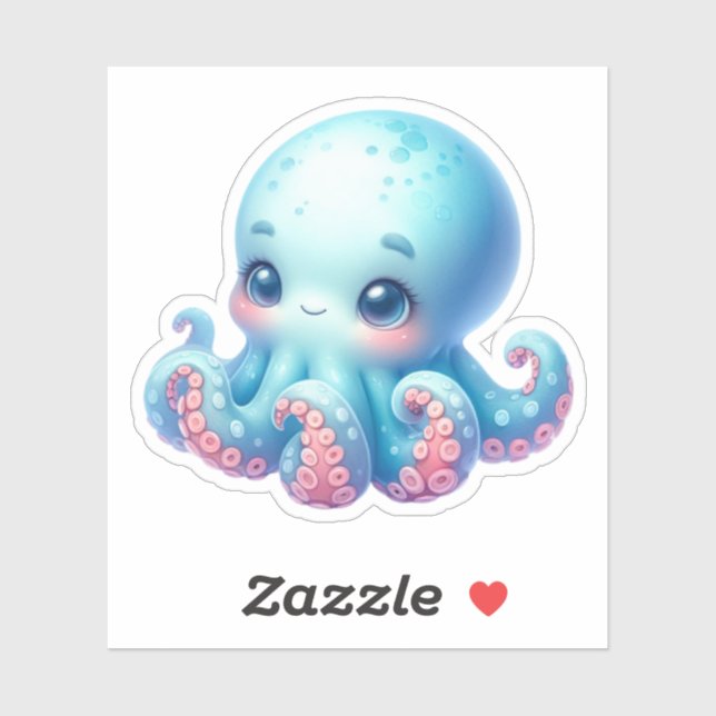 Cute Octopus Custom-Cut Vinyl Stickers (Sheet)