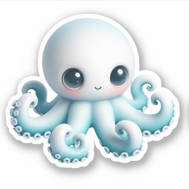 Cute Octopus Custom-Cut Vinyl Stickers (Front)