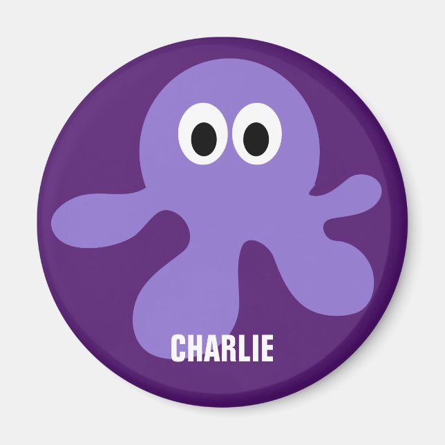 Cute Octopus custom monogram magnet (Front)