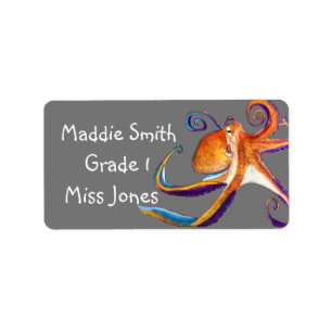 Cute octopus cute name book labels