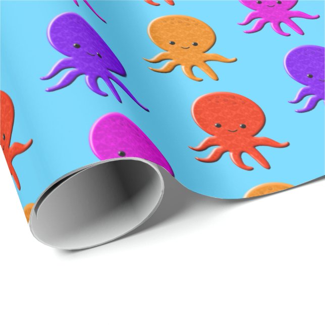 Cute Octopus Drawings Cuistom Wrapping Paper (Roll Corner)