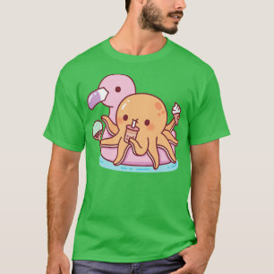 Cute Octopus g on Pink Flamingo Float T-Shirt