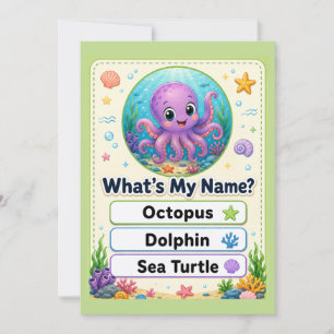 Cute Octopus Learning Flashcard for Kids Thank You Card