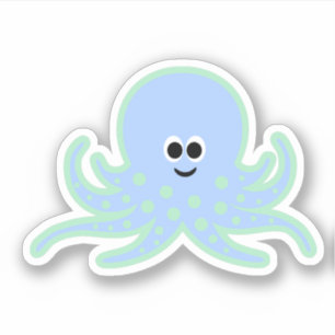 Cute Octopus Light Blue and Green with Polka-Dots