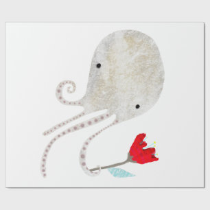Cute Octopus Mixed Media Art Wrapping Paper