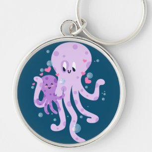 Cute Octopus Mum Drawing Art Key Ring
