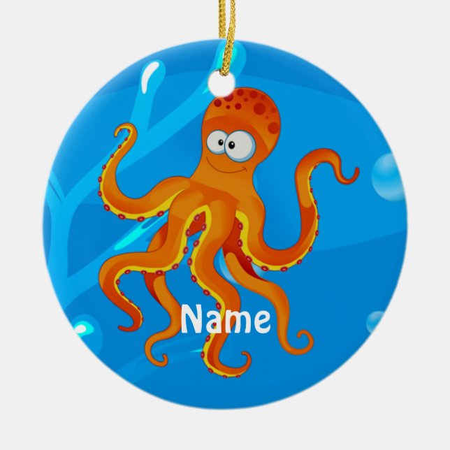 Cute Octopus Ocean Beach Ornament (Front)