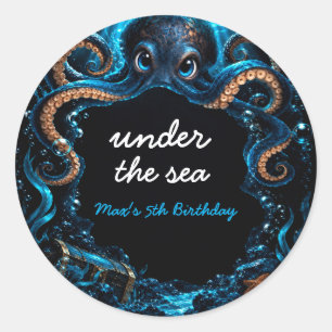 Cute Octopus Ocean Sea Life Kids Birthday Classic Round Sticker