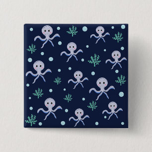 Cute Octopus Pattern 15 Cm Square Badge