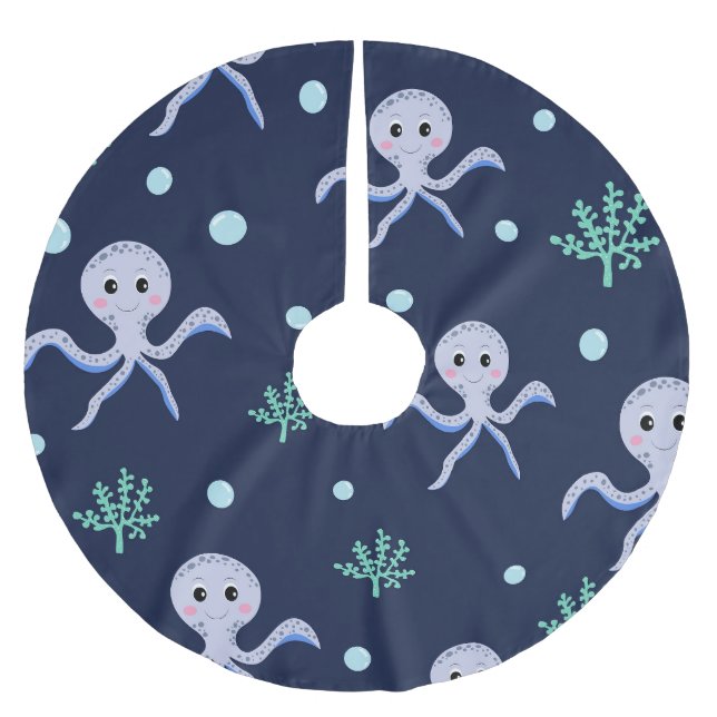 Cute Octopus Pattern Brushed Polyester Tree Skirt (Front)