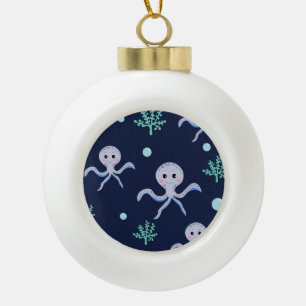 Cute Octopus Pattern Ceramic Ball Christmas Ornament