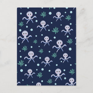 Cute Octopus Pattern Holiday Postcard