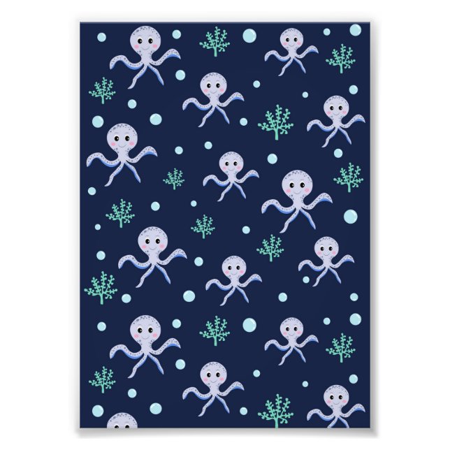 Cute Octopus Pattern Photo Print (Front)