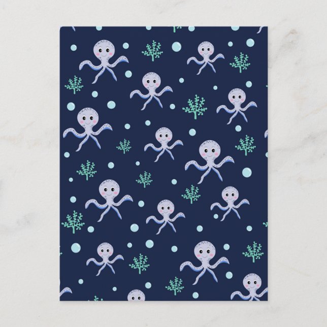 Cute Octopus Pattern Postcard (Front)