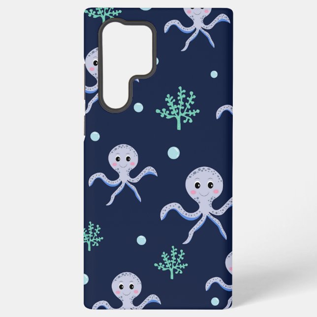 Cute Octopus Pattern Samsung Galaxy S22 Ultra Case (Back)