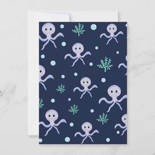 Cute Octopus Pattern Save The Date (Front)