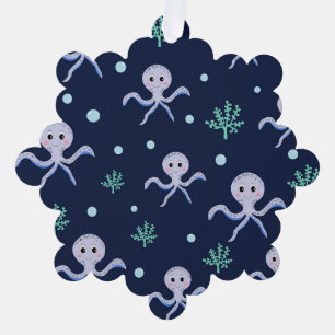 Cute Octopus Pattern Tree Decoration Card