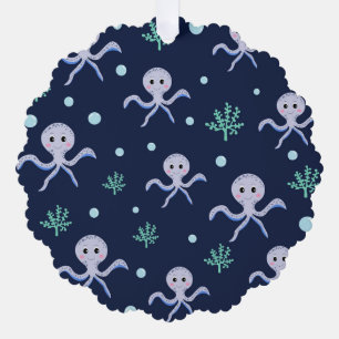 Cute Octopus Pattern Tree Decoration Card