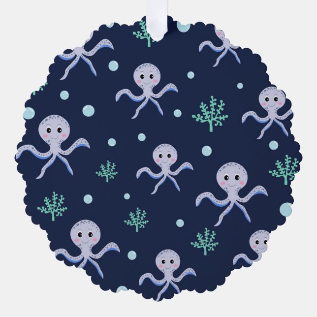 Cute Octopus Pattern Tree Decoration Card (Front)