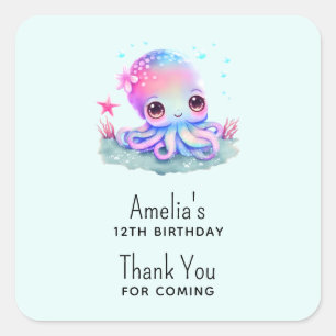 Cute Octopus Sea Creature Event Thank You Square Sticker