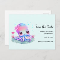 Cute Octopus Sea Creature Save the Date