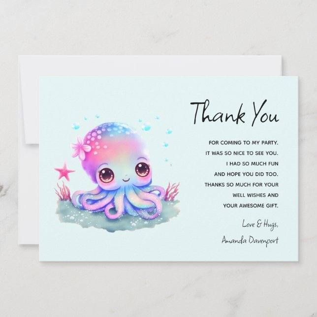  Cute Octopus Sea Creature Thank You (Front)