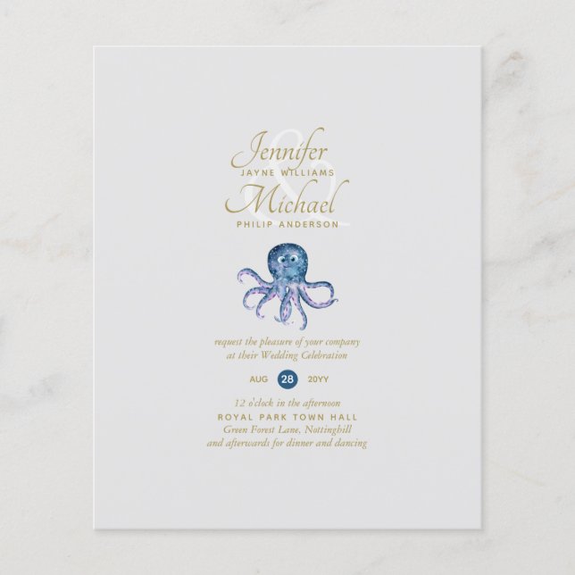 Cute Octopus Sealife Ocean View Wedding (Front)