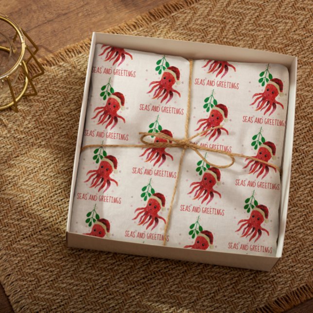 Cute Octopus Seas and Greetings Mistletoe Tissue Paper (Creator Uploaded)