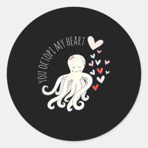 Cute Octopus, You Octo My Heart, Valentine Classic Round Sticker