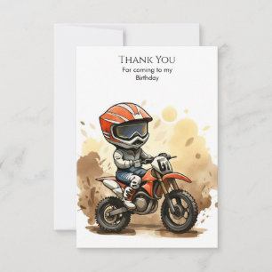 Cute Off-Road Motorcycle Birthday Thank You Card