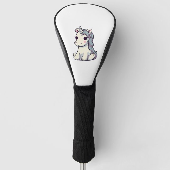 Cute Offended Unicorn Comic Style Sticker  Golf Head Cover (Front)