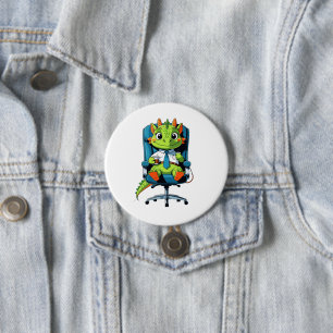 Cute Office Dragon Pin   Funny Cartoon Badge