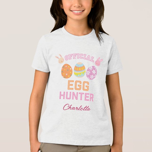 Cute Official Egg Hunter Easter Kids Name Tri-Blend Shirt (Front)