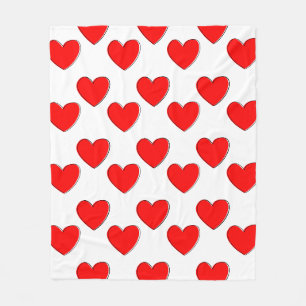Cute Offset Red Heart Pattern Fleece Blanket