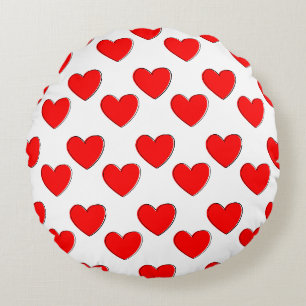 Cute Offset Red Heart Pattern Round Cushion