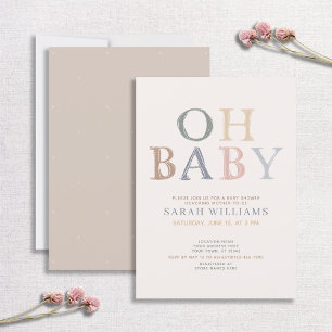 Cute Oh Baby All The Colours Minimal Baby Shower Invitation