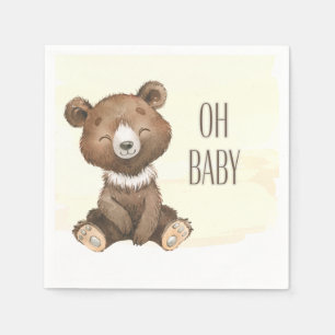 Cute Oh Baby Bear Yellow Splash Baby Shower  Napkin