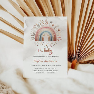 Cute Oh Baby Boho Rainbow Baby Shower  Invitation