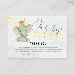 Cute Oh Baby Gender Neutral Elephant Thank You Enclosure Card