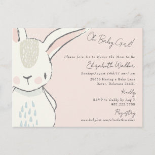 Cute Oh Baby Girl Bunny Pink Baby Shower Postcard
